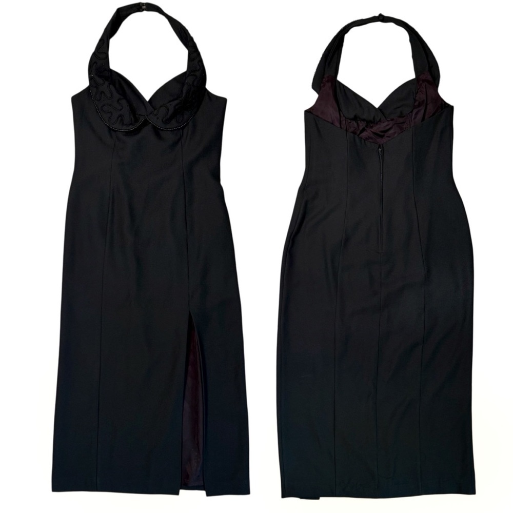 HW Collections Size 12 Y2K 90s Beaded Halter Neck Maxi Dress Whimsigoth Romantic